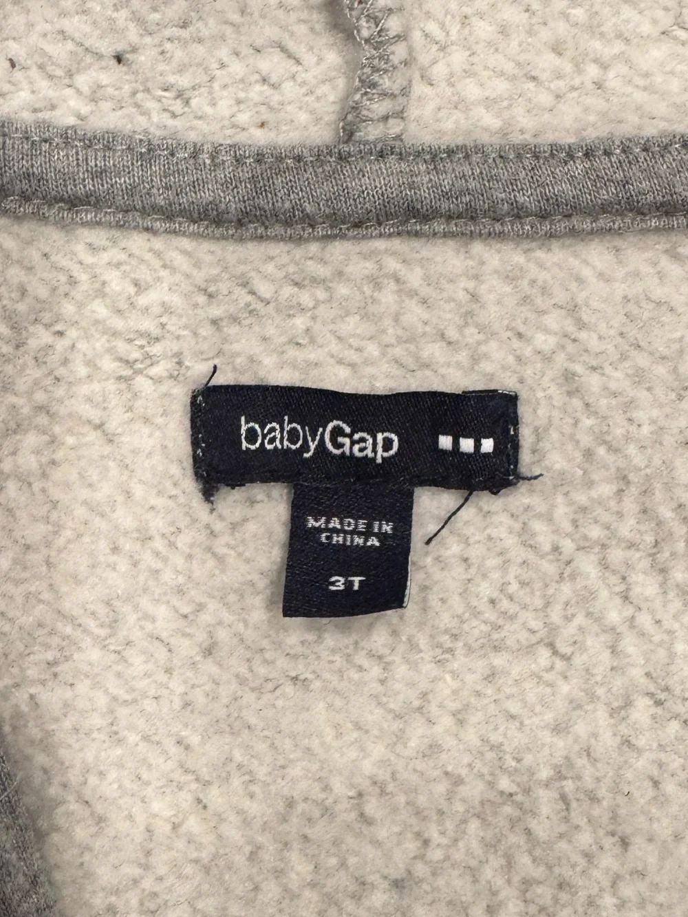 Baby GAP Gray Hooded Zip Sweatshirt with Red Logo and Navy Stripes